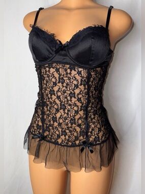 Black Lace Chemise Bodysuit
